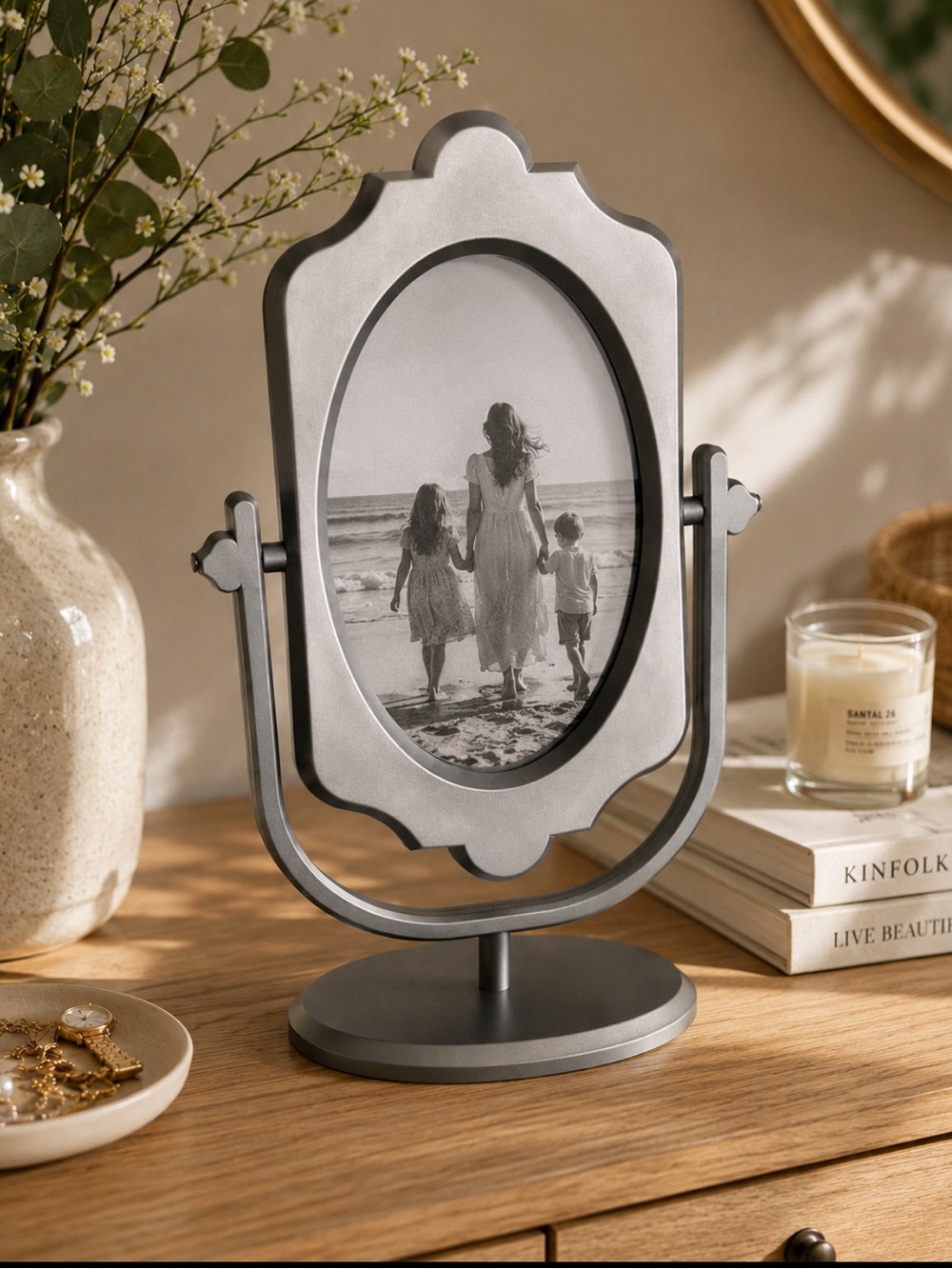 Umbra Swivel Tabletop Picture Frame 4x6 Graphite Metal Decorative Photo Frame